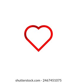 3D-Herz-Vektorgrafik-Design in Strichlinie. Romantische Liebe glänzende rote Farbe Herz Zeichen Symbol oder Ikone isoliert auf weißem Hintergrund für Hochzeit Geburtstag Einladung oder Valentine Plakatkarte 
