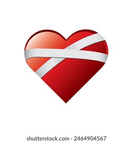3D Heart vector icon. Red heart with ribbon. Heart, love, romance or valentine's day red vector icon for apps, logo and website design.  Set of love symbols. Vector illustration.