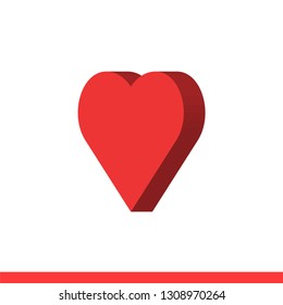 3D heart vector icon, valentine's day symbol. Simple, flat design for web or mobile app