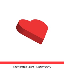 3D heart vector icon, valentine's day symbol. Simple, flat design for web or mobile app