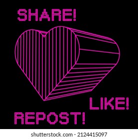 3D heart wireframe on a dark background.