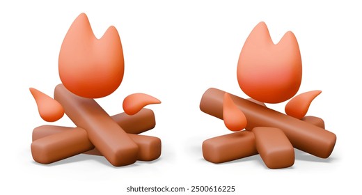 3D hearth in different positions. Vector composition on white background