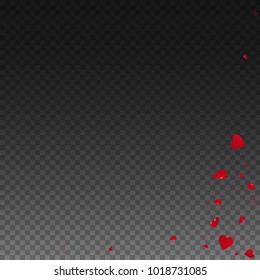 3d hearts. Abstract right bottom corner on transparent grid dark background. 3d hearts valentine's day awesome design. Vector illustration.
