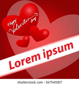 3D Hearts behind paper Valentines day card vector background, invitation cards decoration.