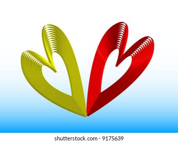 Concepto de corazones 3d - ilustración vectorial