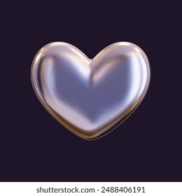 3D hearts crafted from chrome, silver, or other lustrous metals. Perfect for luxury, romance, and love-themed designs.