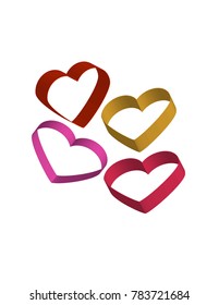 3D hearts in different colors