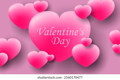 3d Hearts Floating in the background. Valentine's Day