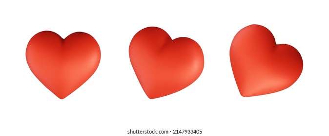 3d hearts icon. Render vector element for networking sites and applications