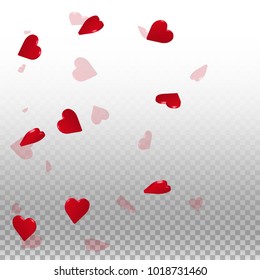 3d hearts. Left gradient on transparent grid light background. 3d hearts valentine's day great design. Vector illustration.