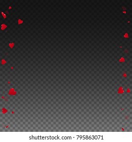 3d hearts. Messy border on transparent grid dark background. 3d hearts valentine's day ideal design. Vector illustration.