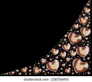 3d hearts on black Design backgrounds for Greeting card and banner Vector illustration