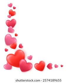 3d Hearts On white Background For Happy Valentine Day. Happy Mother s Day. Gift card, love party, invitation voucher design. 3d rendering. Vector illustration