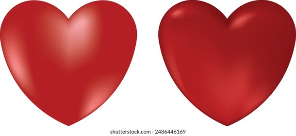 3D Hearts. Realistic Vector to Celebrate Love. Mother's, Valentine's, Father's Day and More!