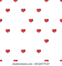 3 d corazones rithmizan repetir un mini patrón sin fisuras sobre el patrón de fondo blanco para San Valentín cerebrado