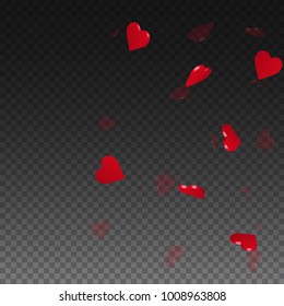 3d hearts. Right gradient on transparent grid dark background. 3d hearts valentine's day magnificent design. Vector illustration.