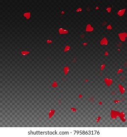 3d hearts. Right gradient on transparent grid dark background. 3d hearts valentine's day likable design. Vector illustration.