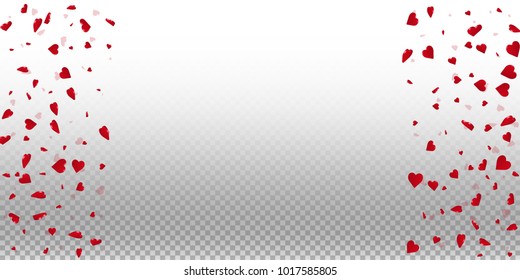 3d hearts. Right left border on transparent grid light background. 3d hearts valentine's day mind-blowing design. Vector illustration.