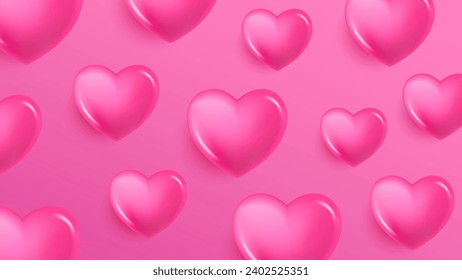 3 d corazones. Pancarta romántica. Antecedentes de los saludos del Día de Velentines o invitaciones de boda. Ilustración vectorial.