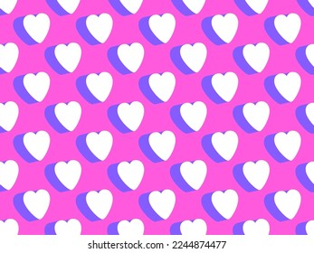Patrón sin fisuras de los corazones 3d. Feliz Día de San Valentín. Antecedentes con corazones isométricos para tarjeta de saludo, papel envolvente, artículos promocionales e invitaciones. Ilustración del vector
