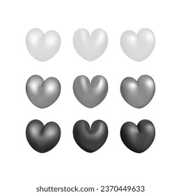 Los corazones 3D establecen el diseño de la ilustración vectorial.