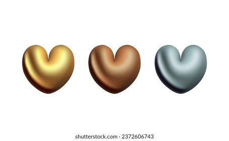 3D hearts set vector illustration design.
