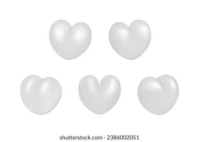 3D hearts set vector illustration design.