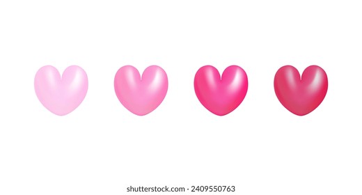 3D hearts set vector illustration design.