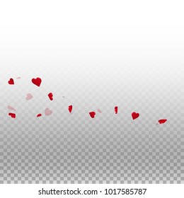 3d hearts. Square shape on transparent grid light background. 3d hearts valentine's day alive design. Vector illustration.