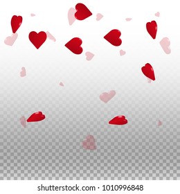 3d hearts. Top gradient on transparent grid light background. 3d hearts valentine's day authentic design. Vector illustration.