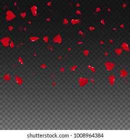 3d hearts. Top gradient square on transparent grid dark background. 3d hearts valentine's day awesome design. Vector illustration.