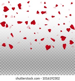 3d hearts. Top gradient square on transparent grid light background. 3d hearts valentine's day beauteous design. Vector illustration.