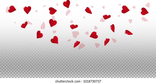 3d hearts. Top semicircle on transparent grid light background. 3d hearts valentine's day divine design. Vector illustration.