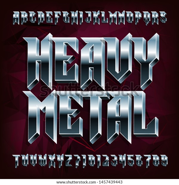 3D Heavy Metal alphabet\
font. Metal effect letters and numbers. Stock vector typeface for\
your design.