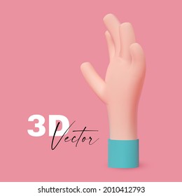3d hello hand gesture. Realistic render. Cartoon design.