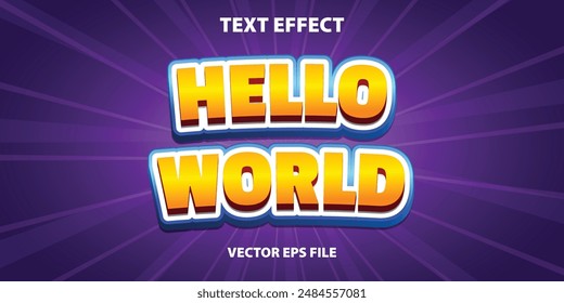 3D Hello World Vector Text Effect in Violet Background