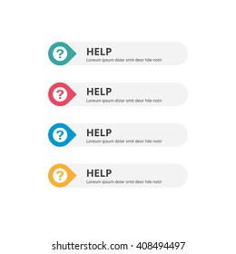 3d Help Button set with icon. beautiful text button with icon. Orange Button, Blue Button, Red Button, Turquoise button. Call to action icon button. Flat Button Set. Vector Illustration