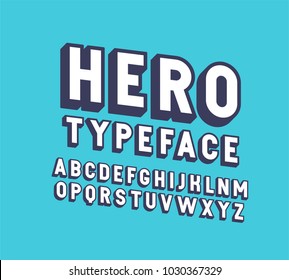 3d hero vector font alphabet. 