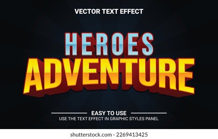 3d heroes adventure editable text effect