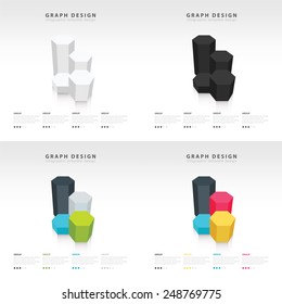 3d hexagon chart style infographic design template set