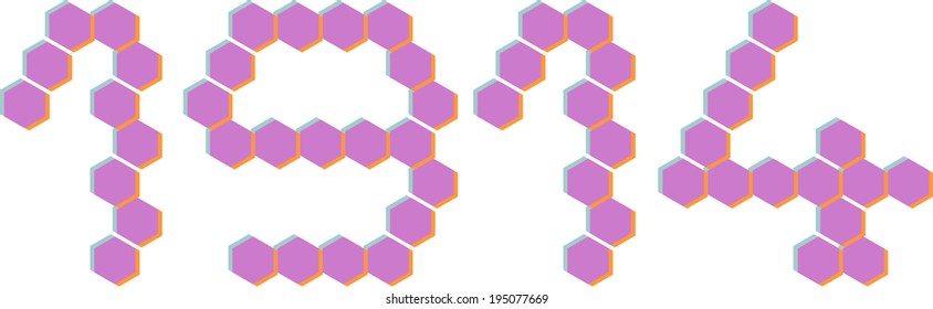 3D Hexagon font, 1914