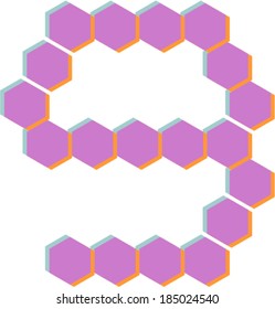 3D Hexagon font, 9