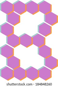 3D Hexagon font, B