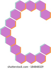 3D Hexagon font, C