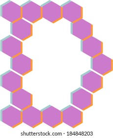3D Hexagon font, D