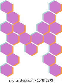 3D Hexagon font, M
