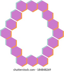 3D Hexagon font, O