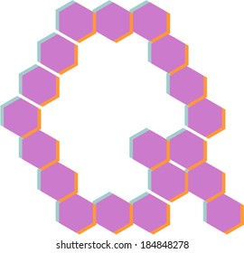 3D Hexagon font, Q