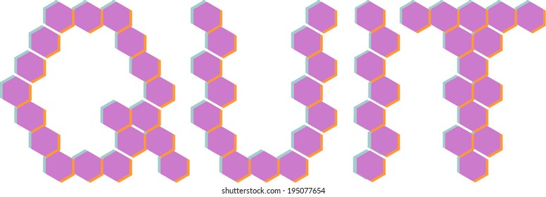 3D Hexagon font, QUIT