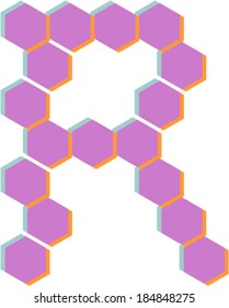 3D Hexagon font, R